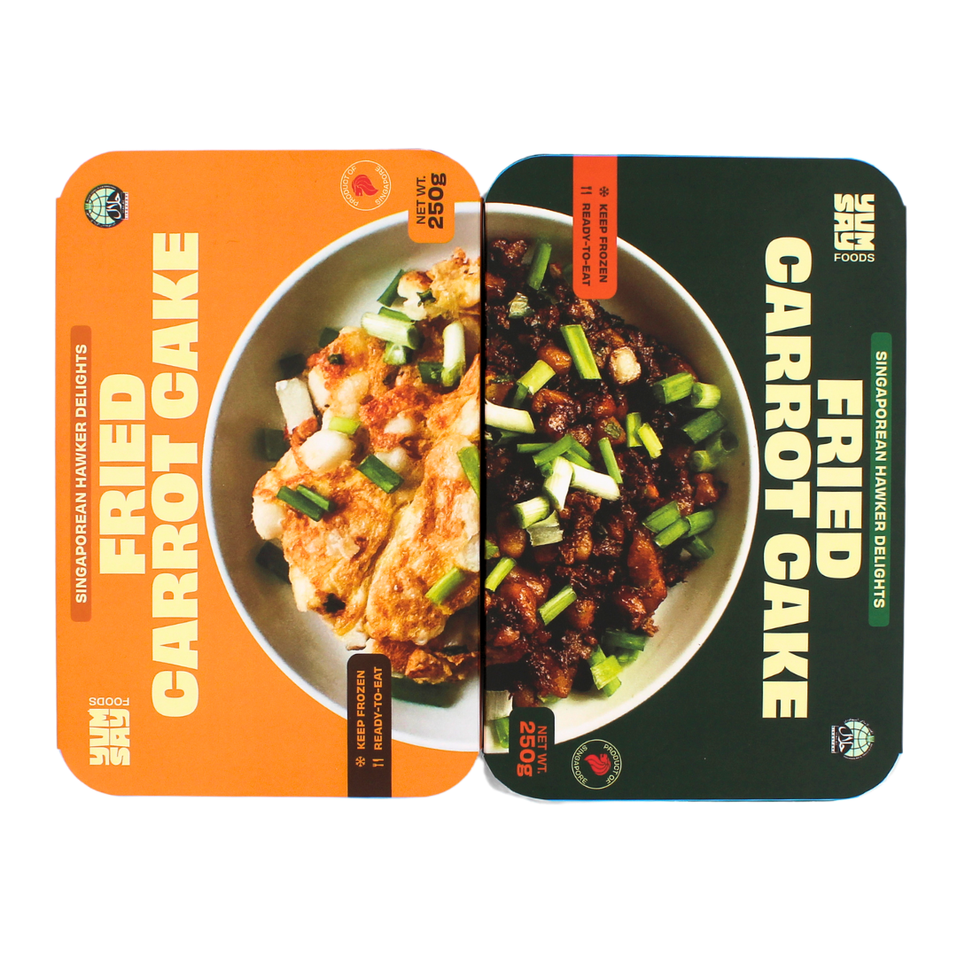 white carrot cake and black carrot cake packaging