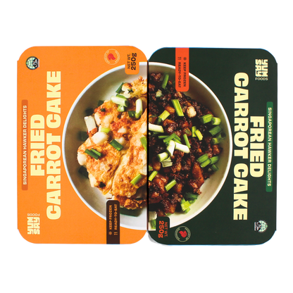  white carrot cake and black carrot cake packaging
